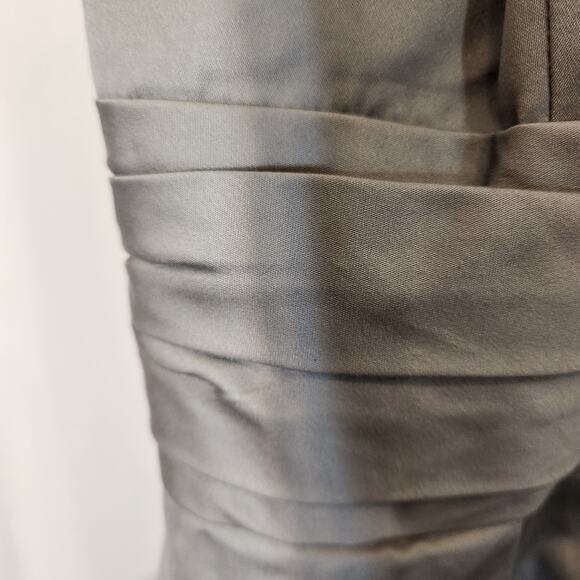 DAVIDS BRIDAL Grey Mercury Y Neck Twist Knot Halter Lined Mini Dress Women 6 NEW - Picture 9 of 12